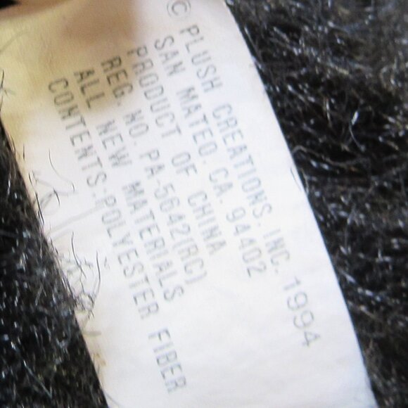 Black Chimpanzee Monkey Fluffy Plush Stuffed Animal Toy Ape 1994 Vintage - Picture 9 of 12